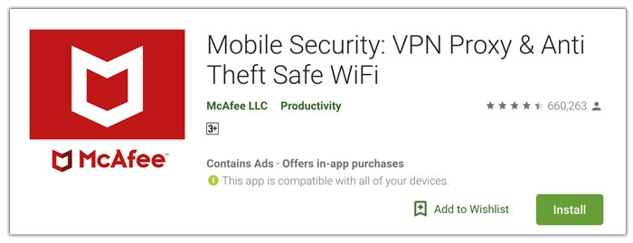 McAfee es la mejor aplicación antivirus para Android