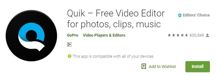 Descarga gratis la aplicación QUIK para editar vídeos en tu smartphone Android