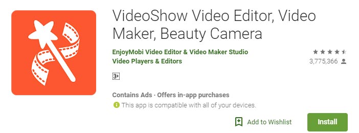 Aplicación de Android para editar videos con Video Show