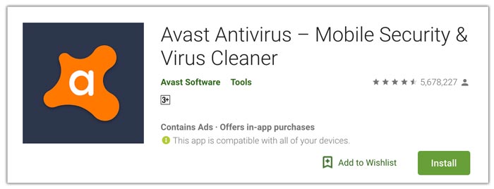 Avast es la mejor aplicación antivirus para Android