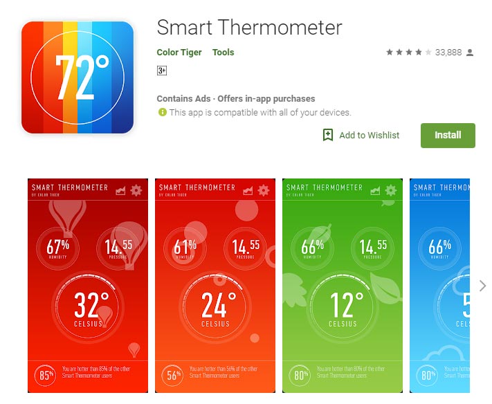 Comprobación de la temperatura del teléfono inteligente Android