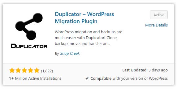 Complemento duplicador para copia de seguridad de WordPress