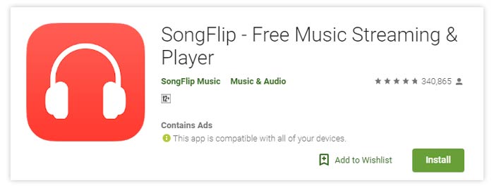Songflip Transmisión de música gratuita para Android