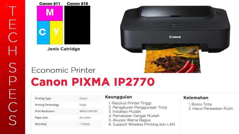 Especificaciones de la impresora Canon Pixma IP2770