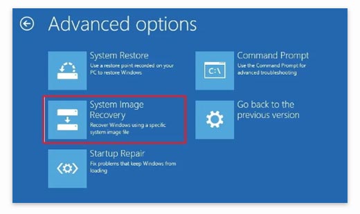 Recuperación de imagen del sistema de Windows 10