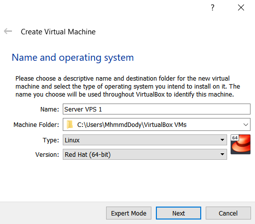 Establecer el nombre de la máquina virtual en virtualbox