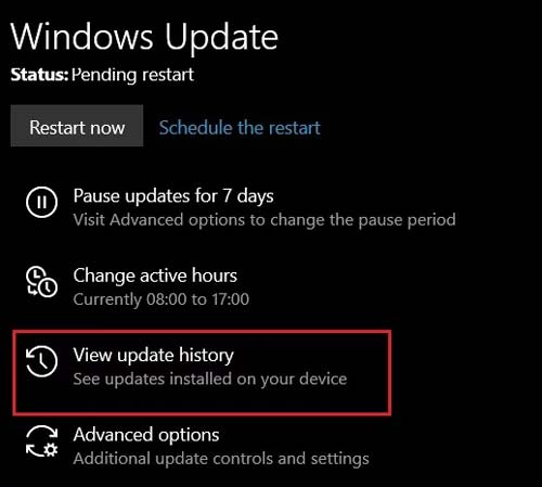 Ver el historial de actualizaciones de Windows 10
